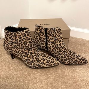 Clarks leopard print booties - new in box - size 8.5